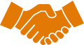 Icon of a stylized handshake
